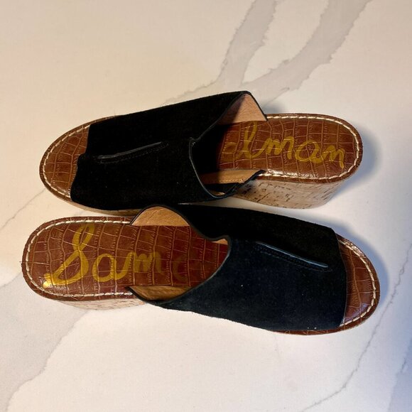 Sam Edelman Ranger Black Suede Cork Wedge Mules Size 10 - Picture 12 of 15